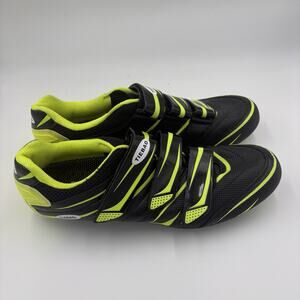 Tiebao Cycling Road SPD 2-Bolt Men's Size 12.5 Black And Yellow Bike Sneakers